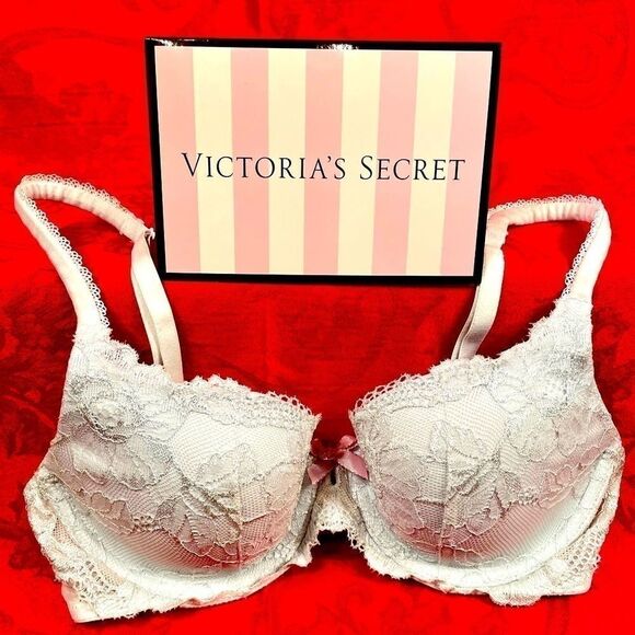 GRAY w SILVER METALLIC LACE LINED DEMI 32C B by V - Picture 1 of 6